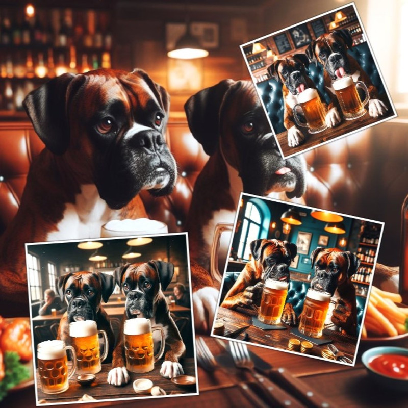 Boxers Relax In A Bar Five Digital Pictures PNG File RAR Folder 0
