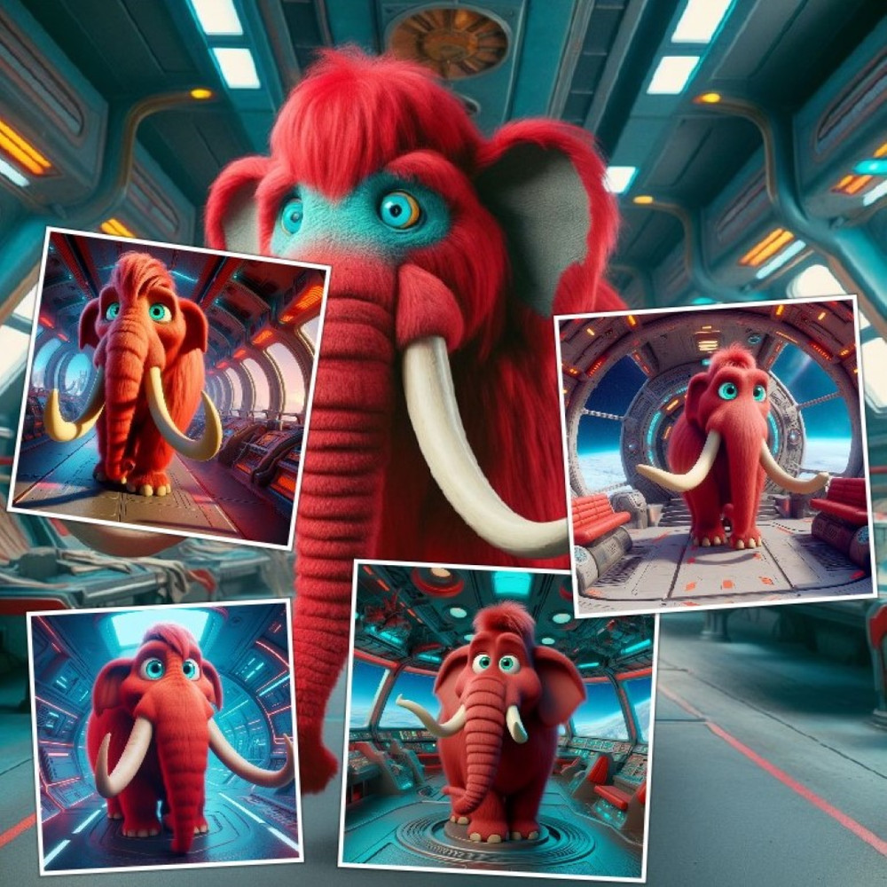 Pink Mammoth In A Starship Five Digital Pictures PNG File RAR Folder 0