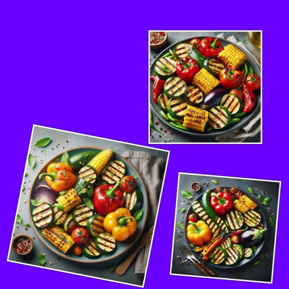 Food Vegetables Grill Digital Illustration Three Pictures PNG File RAR Folder 0