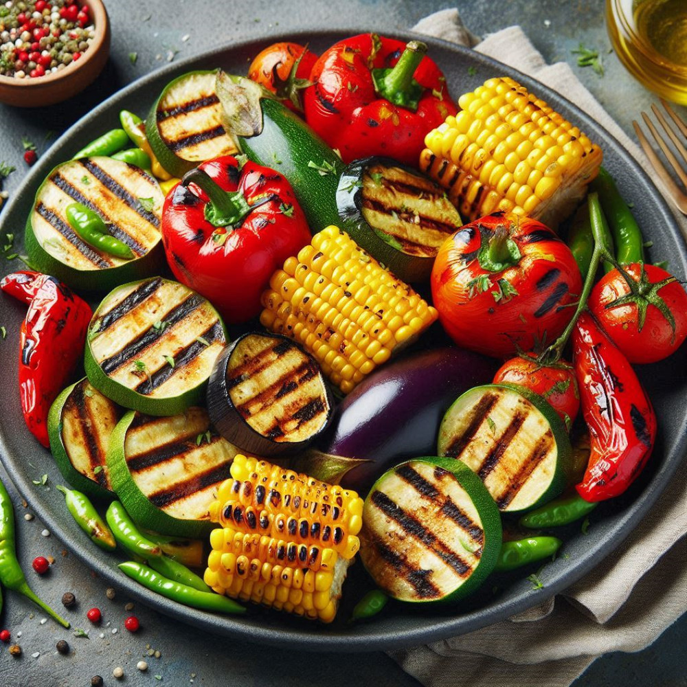 Food Vegetables Grill Digital Illustration Three Pictures PNG File RAR Folder 1