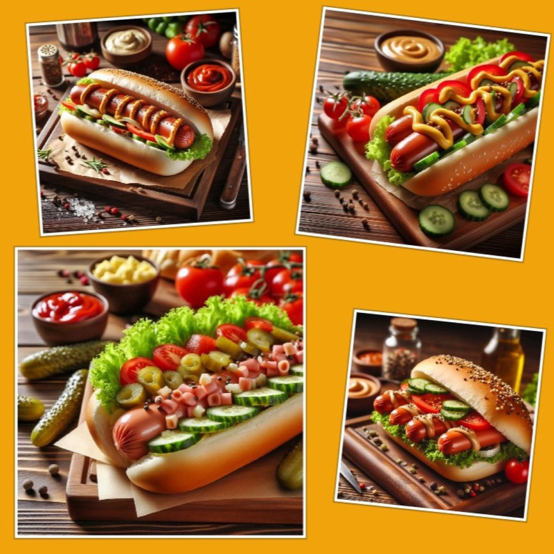 Food Hot Dog Digital Picture Digital Illustration Four Pictures PNG File RAR Folder 0
