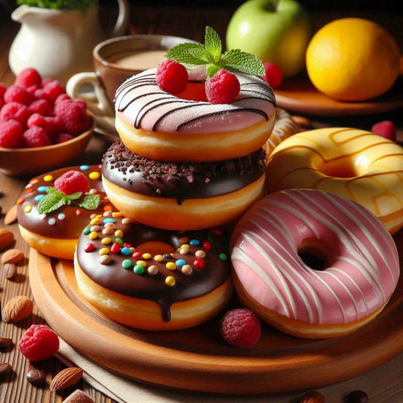 Food Donuts In Glaze Digital Illustration Digital Picture Four Pictures PNG File RAR Folder 3