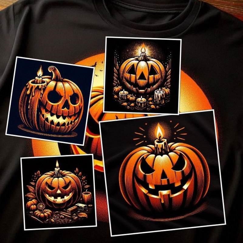 Halloween Pumpkin Digital Image Four Pictures Illustration For Sublimation PNG File Zip Folder 3rd Option 0