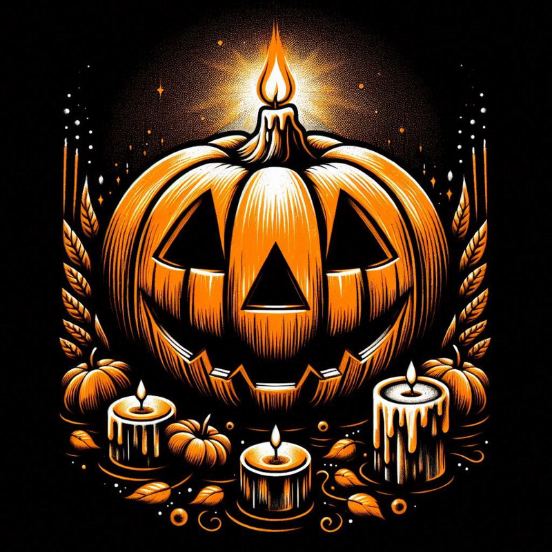 Halloween Pumpkin Digital Image Four Pictures Illustration For Sublimation PNG File Zip Folder 3rd Option 1