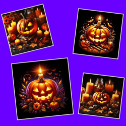 halloween, pumpkin, digital illustration, four images, clip art, png file, zip folder, 1