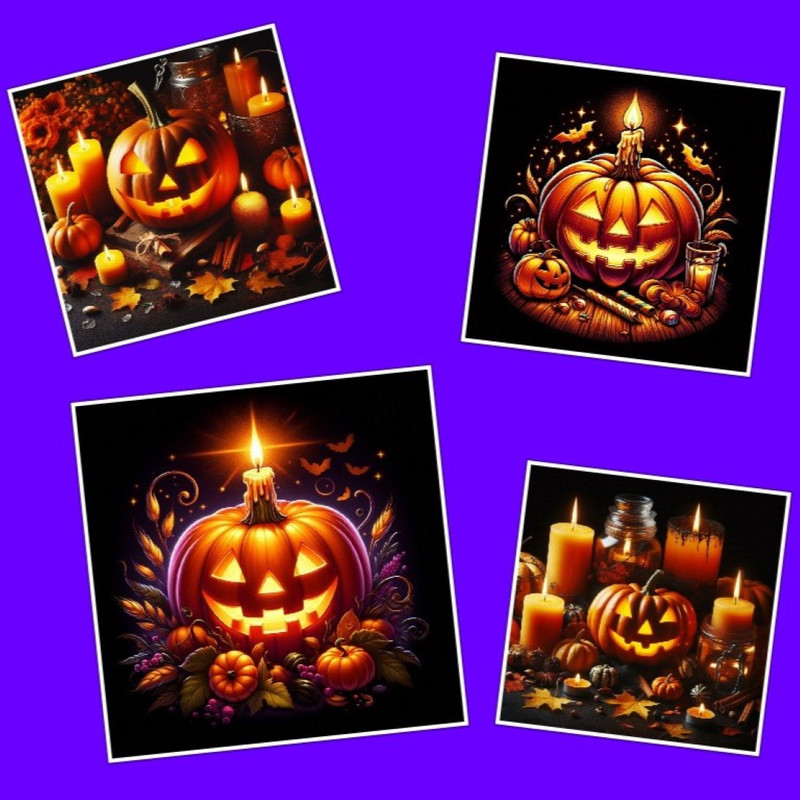 Halloween Pumpkin Digital Illustration Four Images Clip Art PNG File Zip Folder 1 0