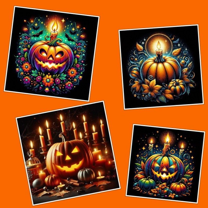 Halloween Pumpkin Digital Illustration Four Images Clip Art PNG File Zip Folder3 0