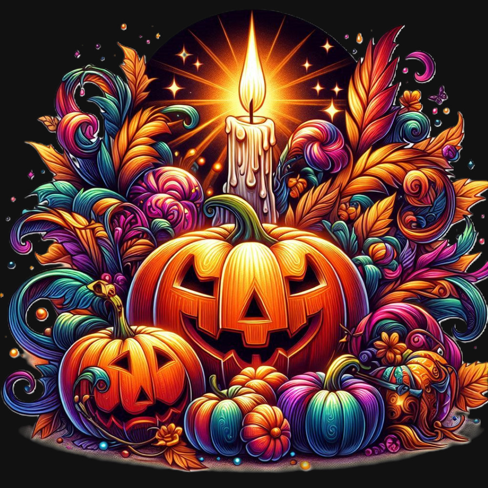 Halloween Pumpkin Digital Illustration Four Images Clip Art PNG File Zip Folder3 2