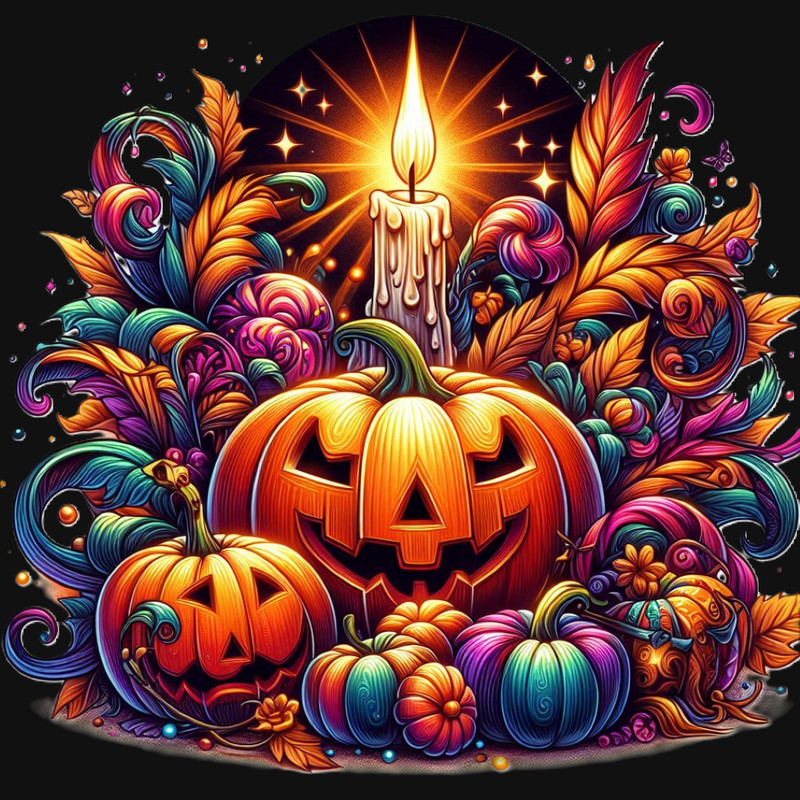 Halloween Pumpkin Digital Illustration Four Images Clip Art PNG File Zip Folder3 2
