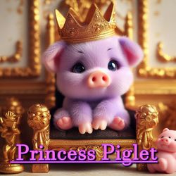 princess piglet , children's illustration , digital illustration, digital picture, digital image, jpg file.