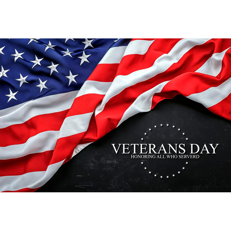 American Flag Lies On A Black Background With The Inscription Veterans Day And A Star Symbol Nov 11 0