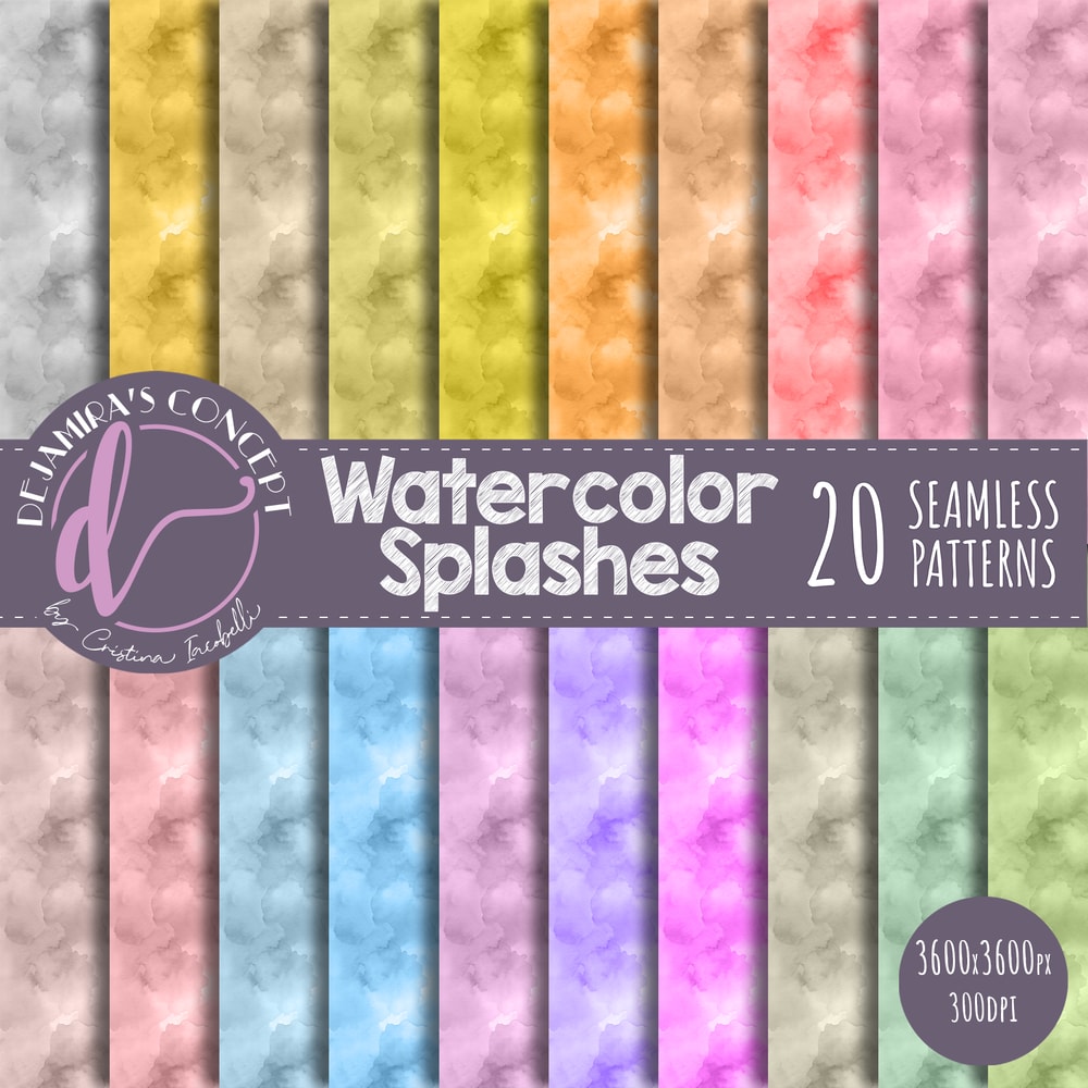 WATERCOLOR SPLASHES Seamless PATTERNS Watercolor Stains In Pastel Tones Pastel Watercolor Splashes Textures 0