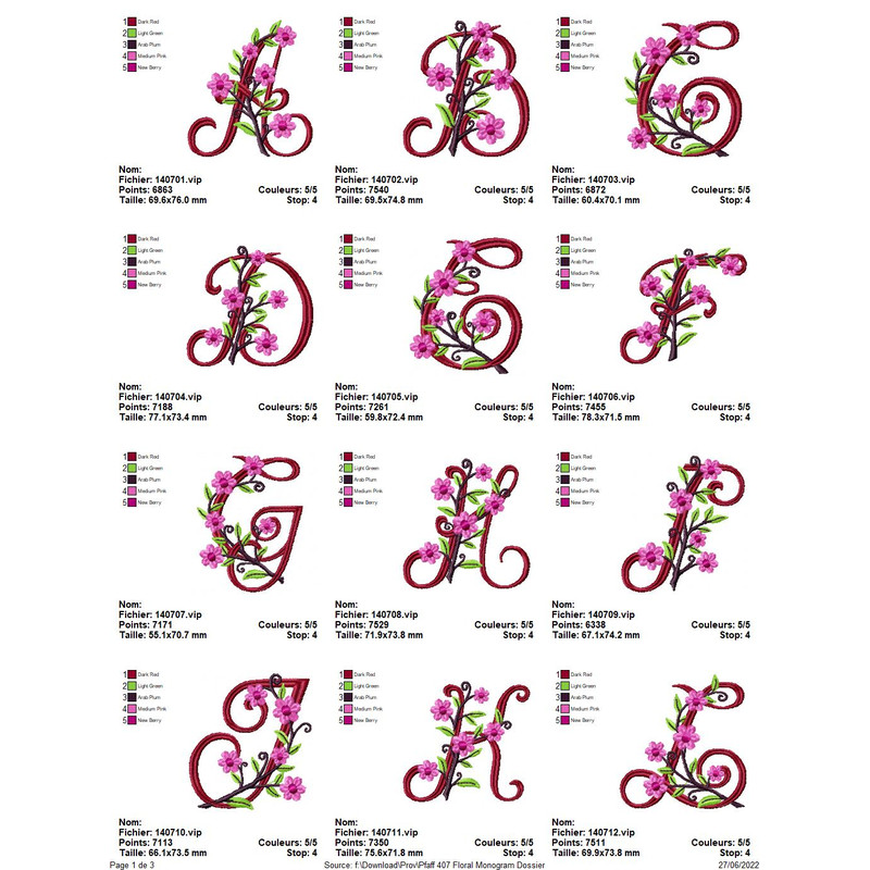 PFAFF Collection 407 Floral Monograms 2