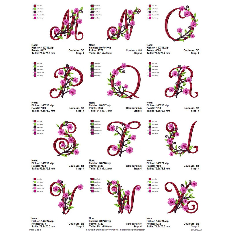 PFAFF Collection 407 Floral Monograms 3