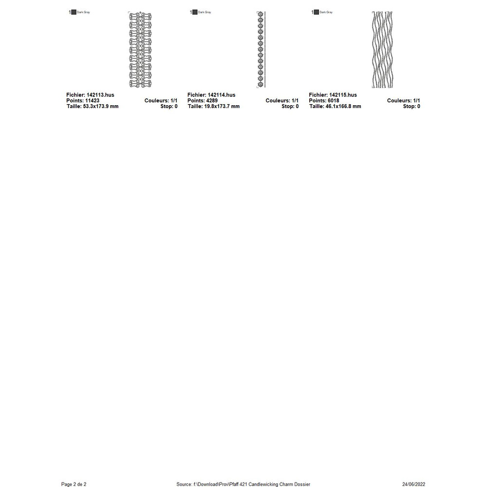 PFAFF Collection 421 Candlewicking Charms 3