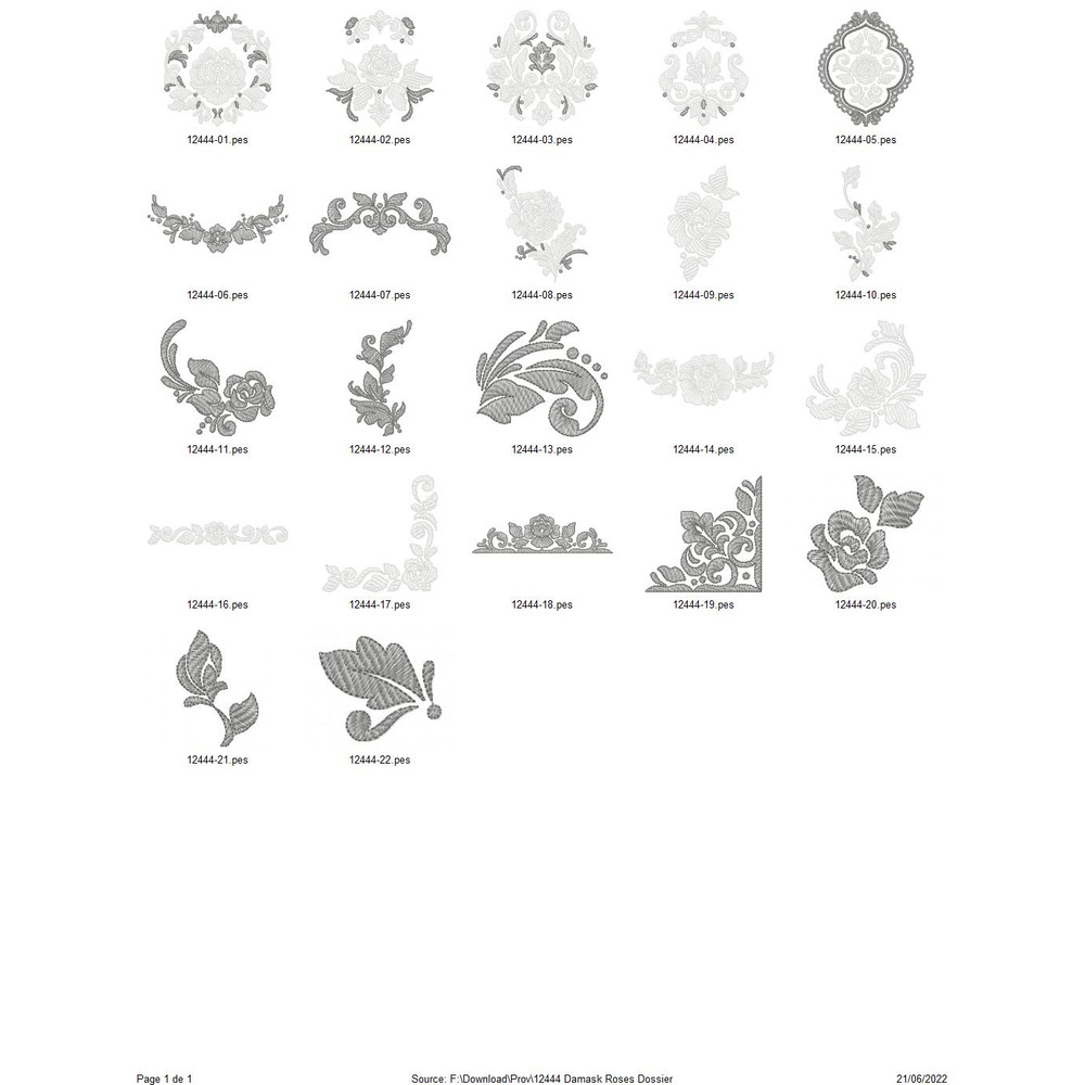 OESD 12444 Damask Roses 2