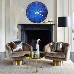 large blue clock on the wall