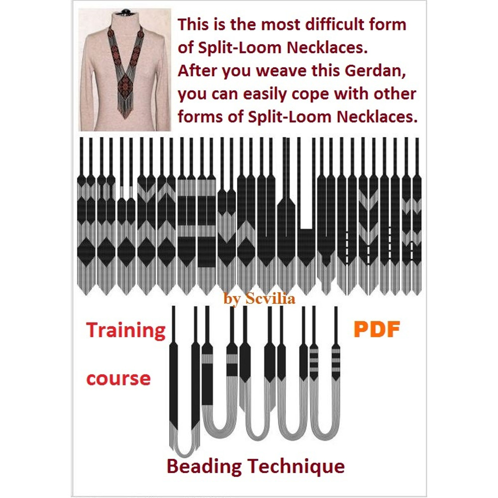 TUTORIAL Gerdan Split Loom Necklace Sautoirs Beading Weaving Technique PDF Instant Download 1