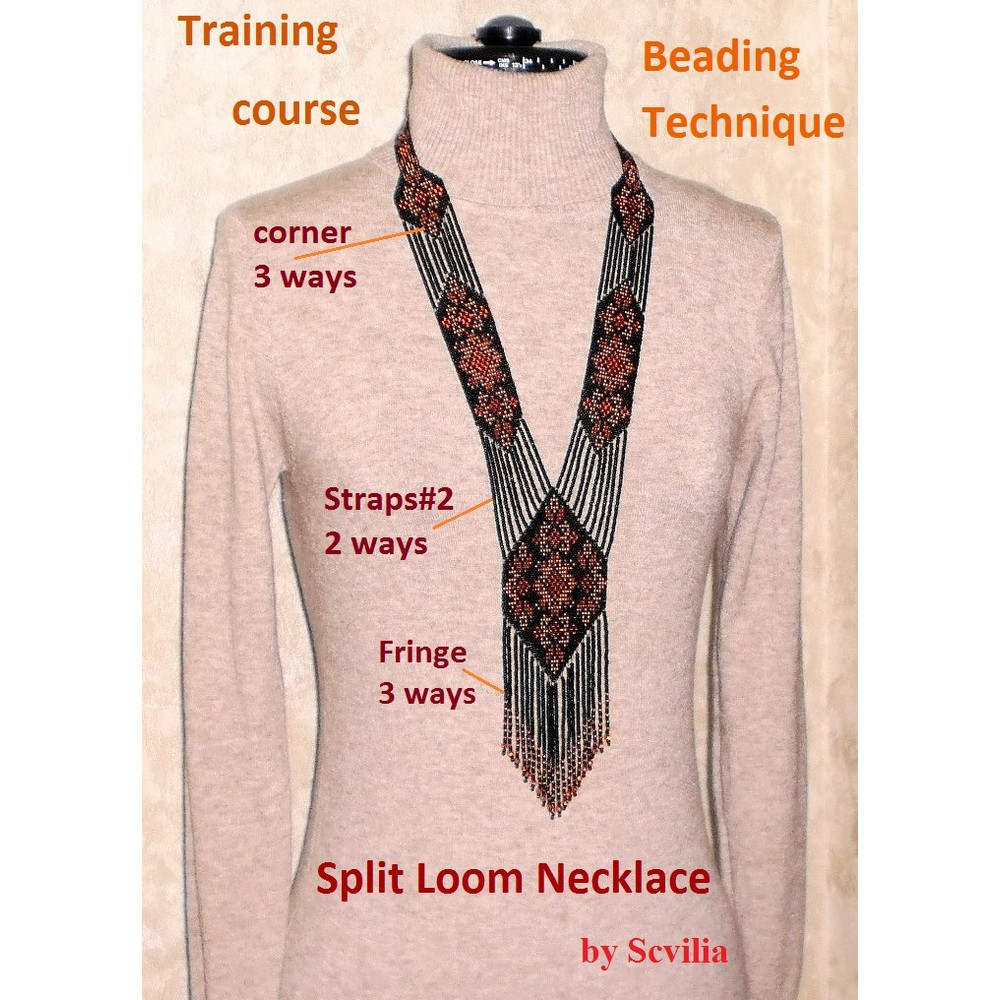 TUTORIAL Gerdan Split Loom Necklace Sautoirs Beading Weaving Technique PDF Instant Download 2
