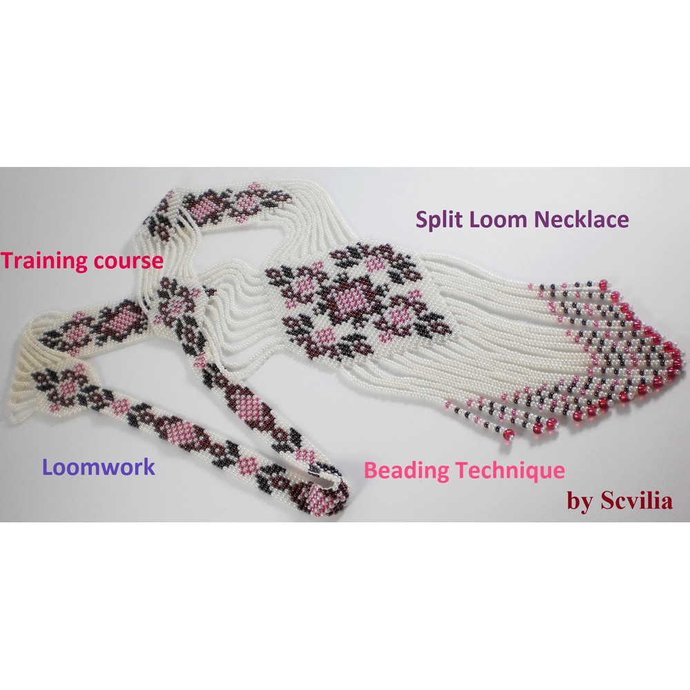 TUTORIAL Gerdan Split Loom Necklace Sautoirs Beading Weaving Technique PDF Instant Download 8