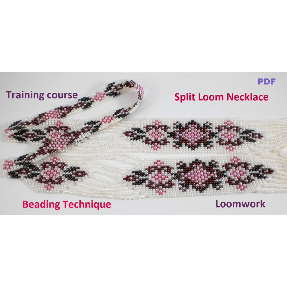TUTORIAL Gerdan Split Loom Necklace Sautoirs Beading Weaving Technique PDF Instant Download 9