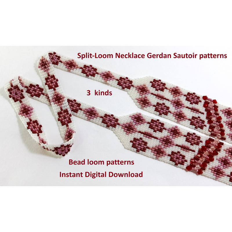 Bead Loom Patterns GerdanSplitLoom Necklace Beaded Sautoir Beading Loom Only Patterns Instant Download PDF 4