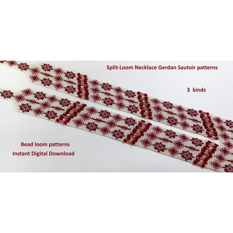 Bead Loom Patterns GerdanSplitLoom Necklace Beaded Sautoir Beading Loom Only Patterns Instant Download PDF 5