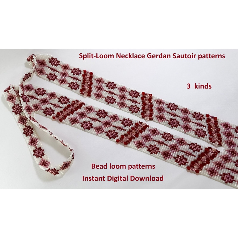 Bead Loom Patterns GerdanSplitLoom Necklace Beaded Sautoir Beading Loom Only Patterns Instant Download PDF 6