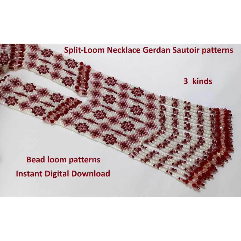 Bead Loom Patterns GerdanSplitLoom Necklace Beaded Sautoir Beading Loom Only Patterns Instant Download PDF 7