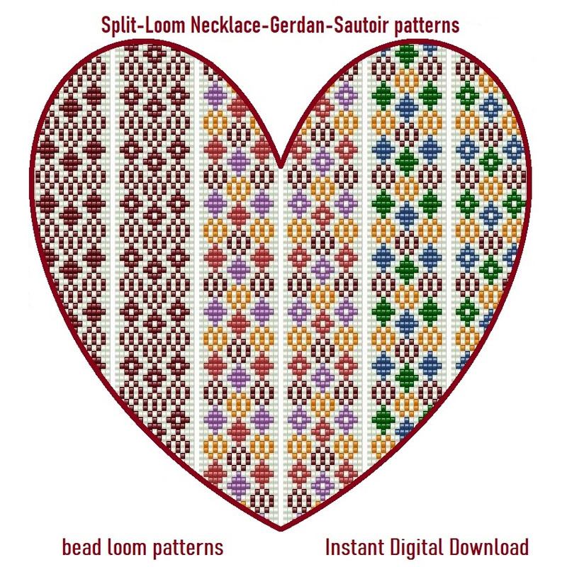SautoirGerdanSplitLoom Beaded Necklace Beading Loom Stitch Square Stitch 6 Loom Patterns Instant Download PDF 2