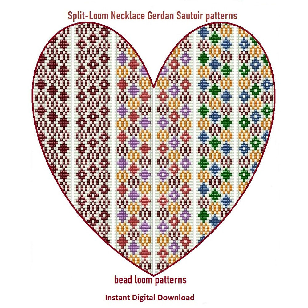 SautoirGerdanSplitLoom Beaded Necklace Patterns Beading Loom Stitch Square Stitch 6 Patterns Instant DownloadPDF 1