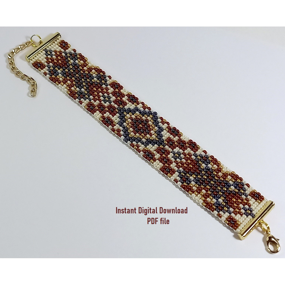 Cuff Bracelet Loom Peyote Stitch Odd Count Bead Patterns Bead Painting Bracelet Beading Miyuki Delicas Preciosa PDF 5