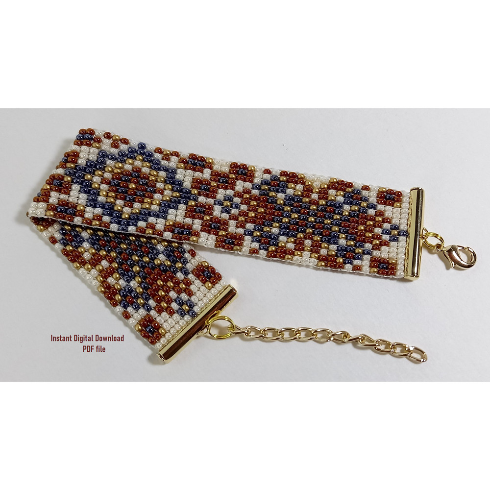 Cuff Bracelet Loom Peyote Stitch Odd Count Bead Patterns Bead Painting Bracelet Beading Miyuki Delicas Preciosa PDF 7