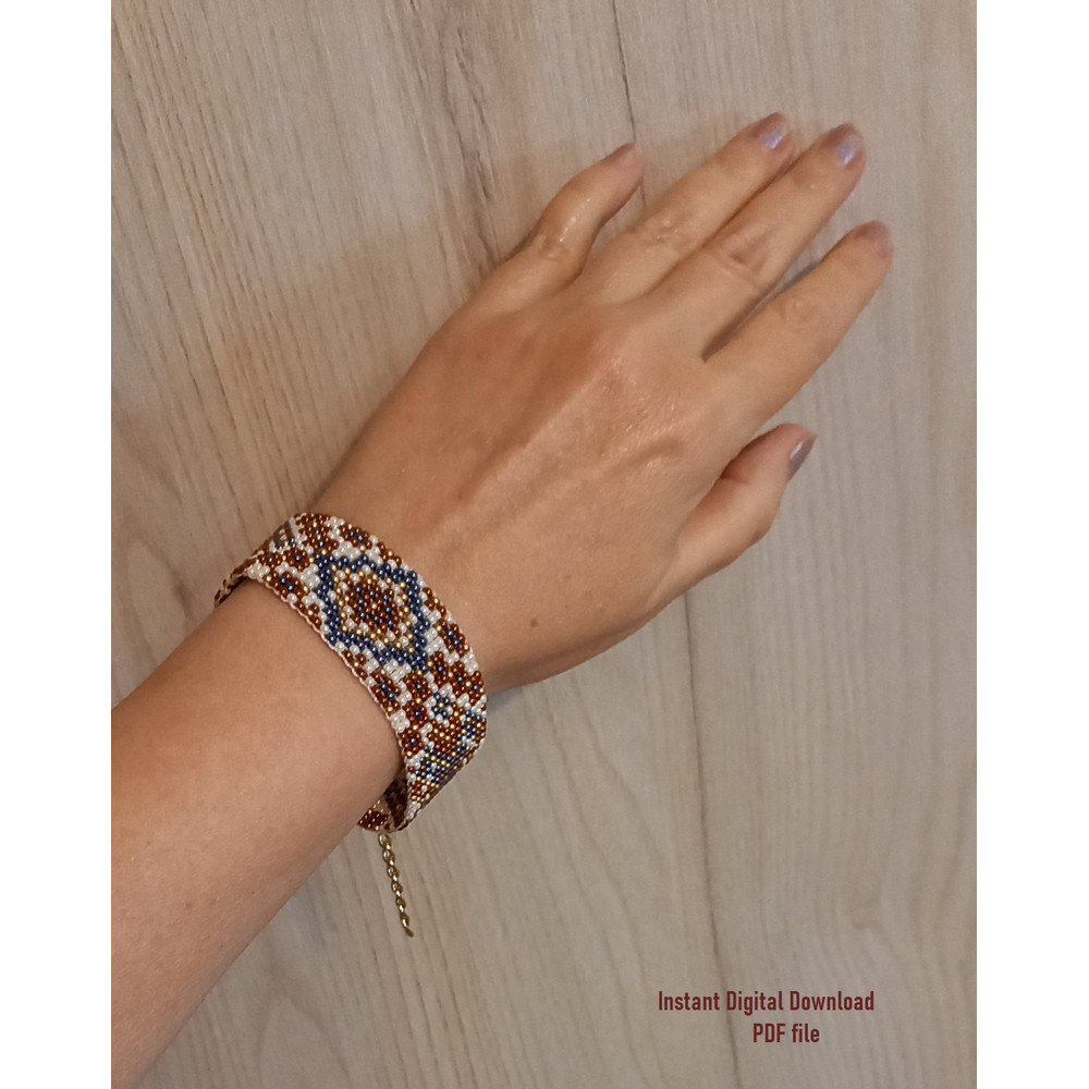 Cuff Bracelet Loom Peyote Stitch Odd Count Bead Patterns Bead Painting Bracelet Beading Miyuki Delicas Preciosa PDF 8