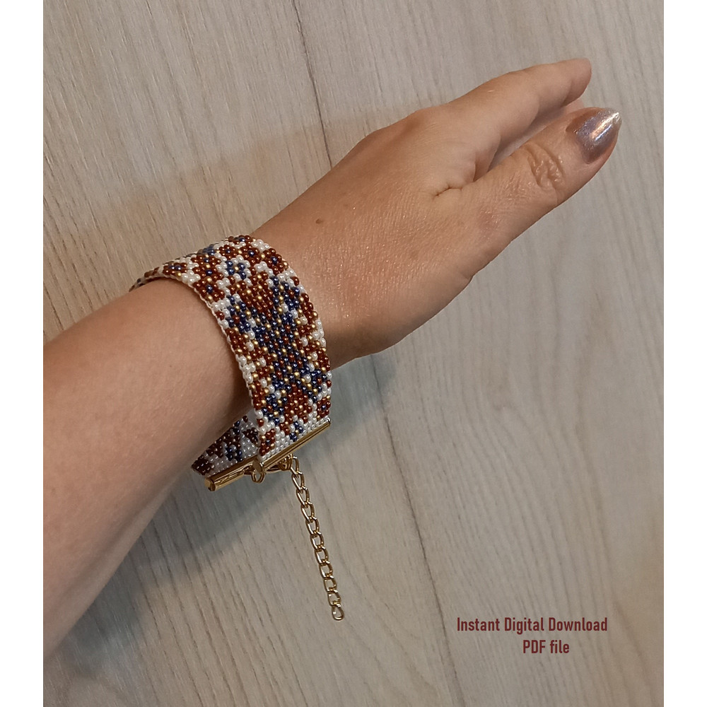 Cuff Bracelet Loom Peyote Stitch Odd Count Bead Patterns Bead Painting Bracelet Beading Miyuki Delicas Preciosa PDF 9