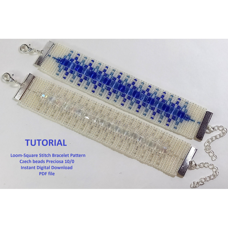 Tutorial Cuff Bracelet Loom Stitch Bead Pattern Tomyris Bracelet Beading Preciosa Seed Beads 100 PDF Fail 2