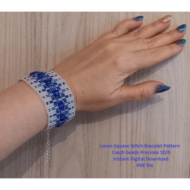 Tutorial Cuff Bracelet Loom Stitch Bead Pattern Tomyris Bracelet Beading Preciosa Seed Beads 100 PDF Fail 5