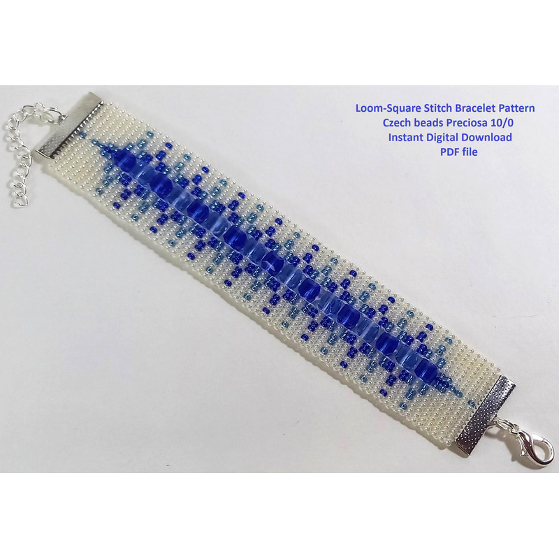 Tutorial Cuff Bracelet Loom Stitch Bead Pattern Tomyris Bracelet Beading Preciosa Seed Beads 100 PDF Fail 7