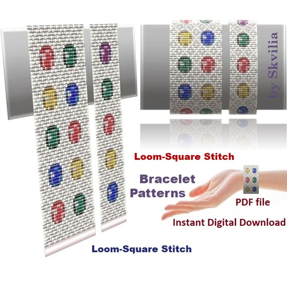 Cuff Bracelet Loom Stitch 9 Patterns Twinkle Bracelets Beading Seed Bead Miyuki Delicas Or Preciosa PDF 0