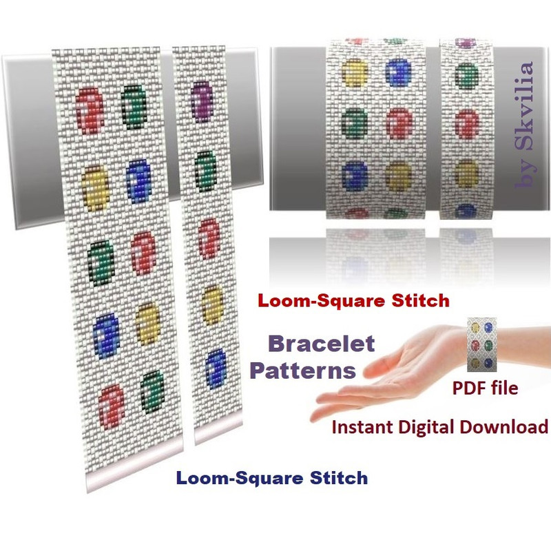Cuff Bracelet Loom Stitch 9 Patterns Twinkle Bracelets Beading Seed Bead Miyuki Delicas Or Preciosa PDF 0