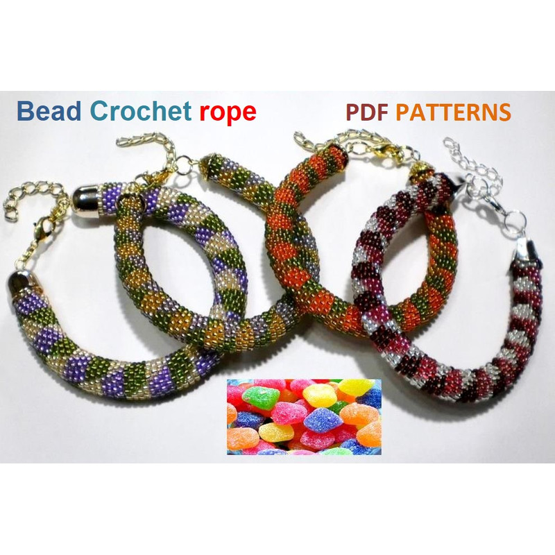 Bead Crochet Rope Patterns Giraffe Necklace Bracelet SlipSingleDoubleEuro Crochet Tight Mesh Instant Download 1
