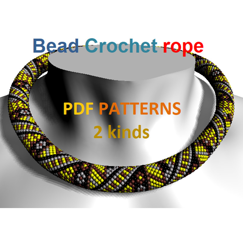 Bead Crochet Rope Patterns Flower Patchwork Necklace And Bracelet SingleDoubleEuro Crochet Tight Mesh PDF 8