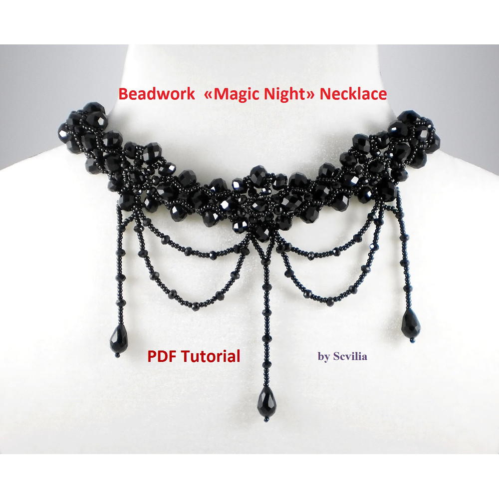 Tutorial Magic Night Necklace Beaded Necklace Beading Tutorial Beadwork Tutorial DIY Instant Download PDF 0