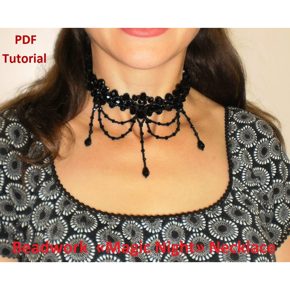 Tutorial Magic Night Necklace Beaded Necklace Beading Tutorial Beadwork Tutorial DIY Instant Download PDF 1