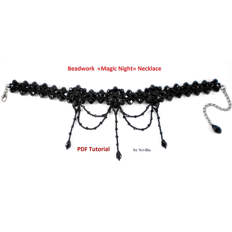 Tutorial Magic Night Necklace Beaded Necklace Beading Tutorial Beadwork Tutorial DIY Instant Download PDF 3