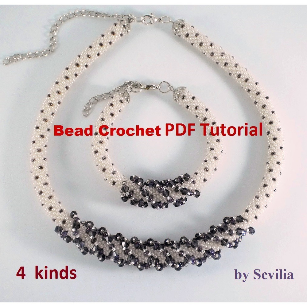 Slim Bead Crochet Rope Patterns Secret Necklace And Bracelet Slip Stitch 4 Types Instant Download PDF Fail 10