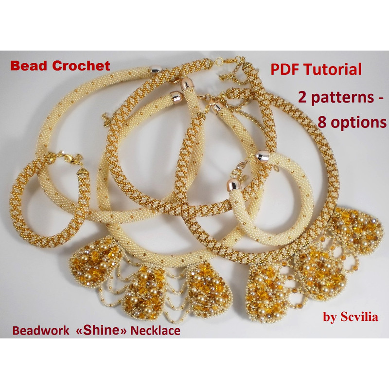 Slim Bead Crochet Rope Patterns Shine Necklace And Bracelet Slip Stitch 8 Types Instant Download PDF Fail 0