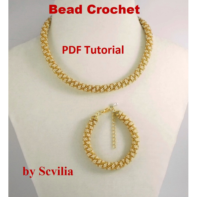 Slim Bead Crochet Rope Patterns Shine Necklace And Bracelet Slip Stitch 8 Types Instant Download PDF Fail 12