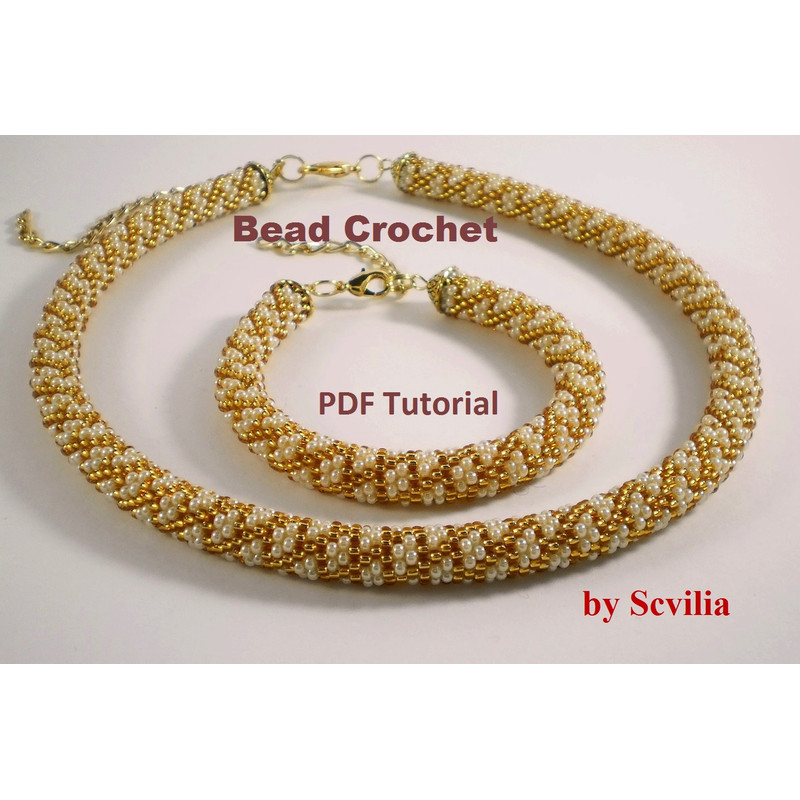 Slim Bead Crochet Rope Patterns Shine Necklace And Bracelet Slip Stitch 8 Types Instant Download PDF Fail 13