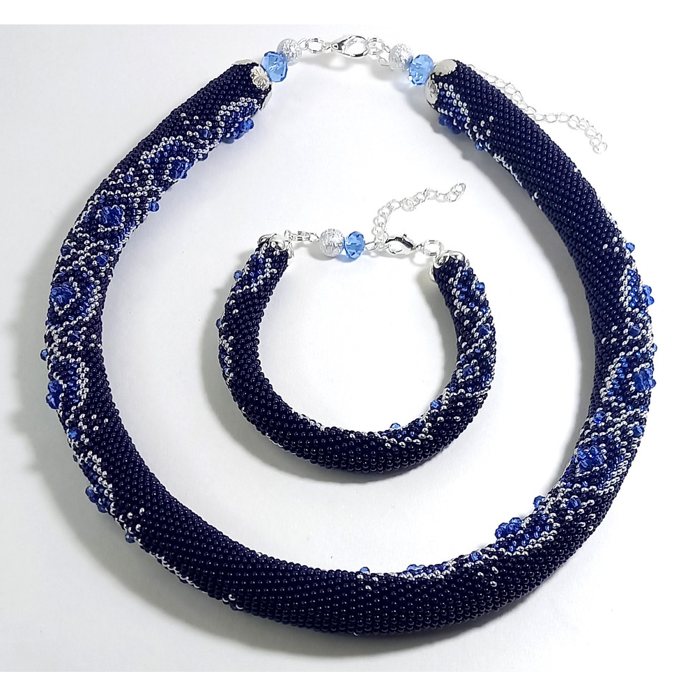 Bead Crochet Rope Patterns Roberta Necklace And Bracelet SingleDoubleEuro CrochetTight Mesh Instant Download PDF 3